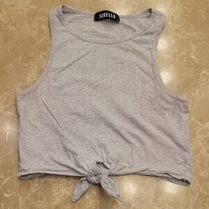 Sorella Light Gray Knotted CroppedTank Top, L